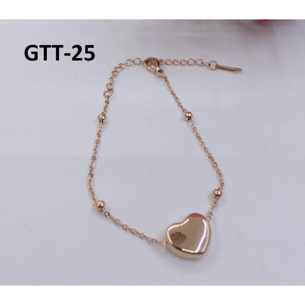 GELANG TANGAN KAKI TITANIUM EMAS GOLD HATI UKIR LOVE HEART TERMURAH / DUNIA GELANG TERBARU