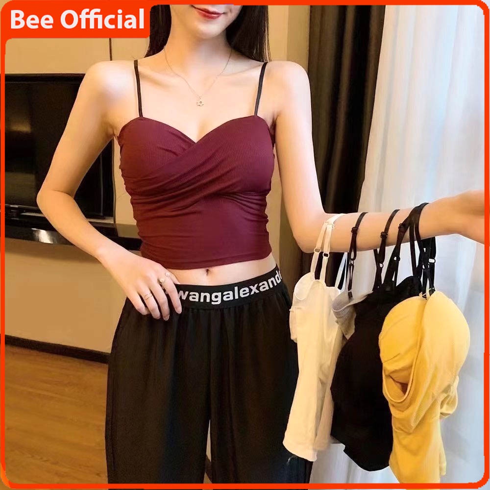 BEE - Tank Top Bra Fashion Gym Bra Olahraga Push Up Wanita Tanpa Kawat Elastis Sexy Import 905