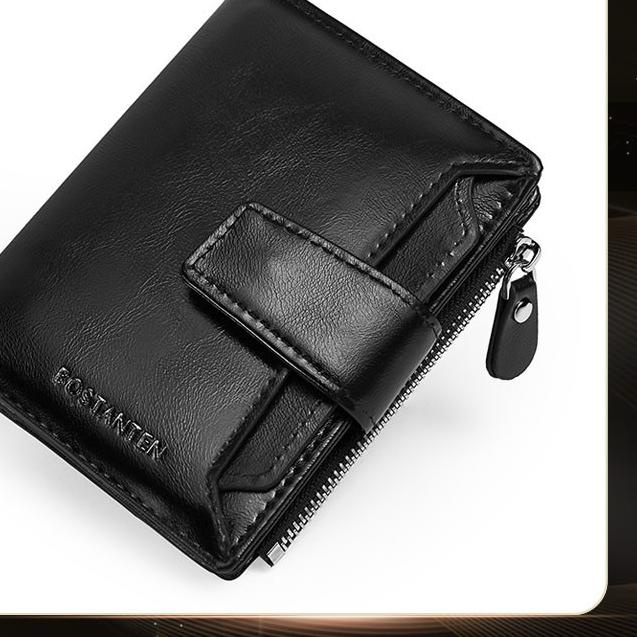 ◊ BOSTANTEN Dompet Pria Pendek Elegan Kulit PU Hitam/Coklat ❂
