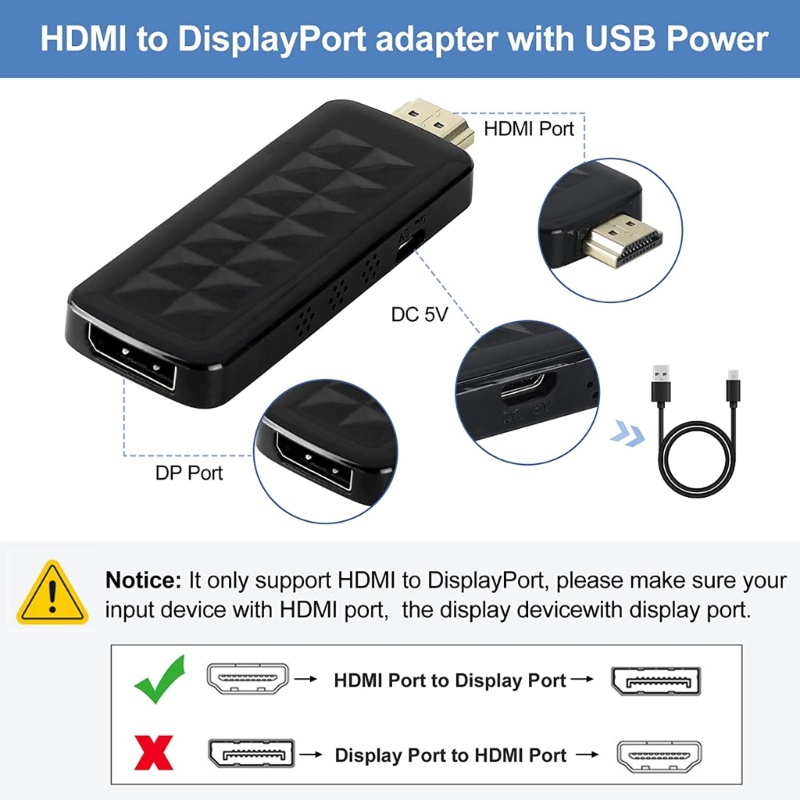 Adaptor btsg 1080P to DP Converter Monitor Komputer Colokan Lapis Emas