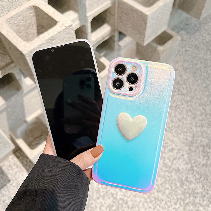 3D Laser Gradient Luxury Soft Case iPhone 11 12 13 14 Pro Max Casing INS Silvery Phone Case Women's Fashion Casing hp iPhone 11