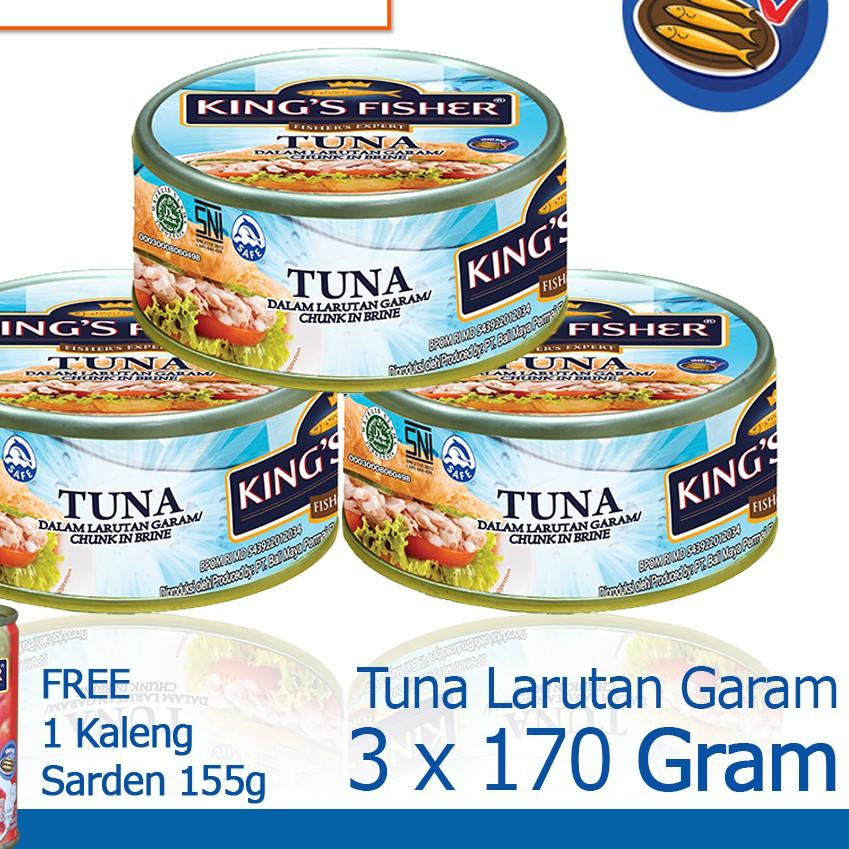 

✦ King's Fisher Paket 3 pcs Tuna dalam Air Garam 170 gr gratis sarden 155 gr ➫