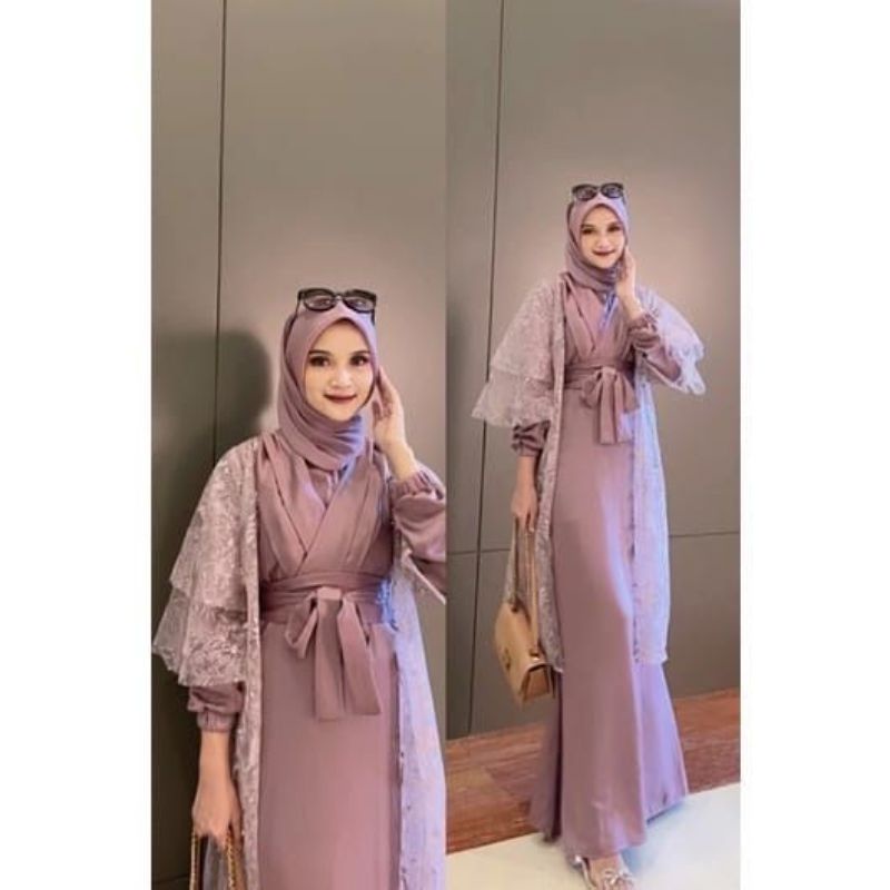 gamis brokat kondangan maudy kimono | gamis idul fitri new arrival 2023 | gamis syari mewah spesial 