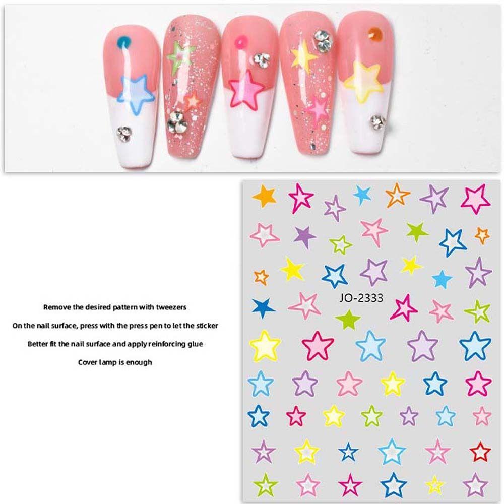 Agustina Kartun Stiker Kuku Fashion Perekat Diri Cinta Hati Manicure Aksesoris Sakura Heart Nail Stickers