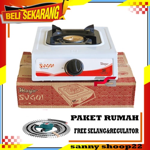 PAKET Kompor 1 Tungku SUGOI Teflon GRATIS + SELANG REGULATOR MANTAP