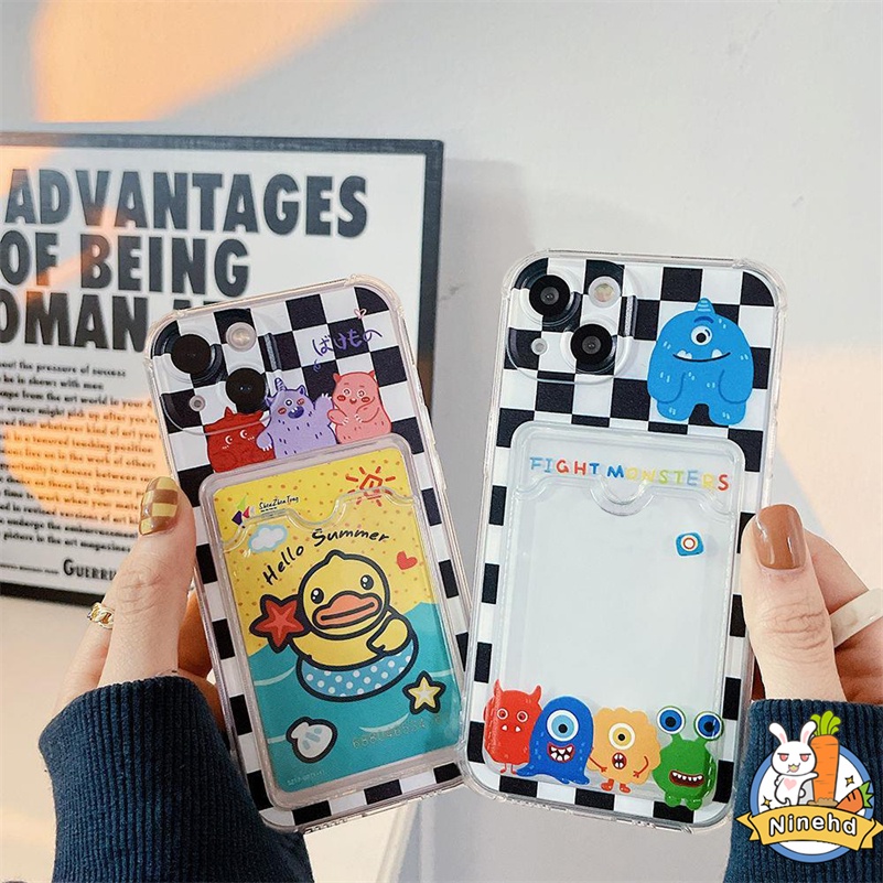 Case Tas Kartu Bening Untuk Huawei Y9 Prime 2019 Nova 7i 8i 6SE Nova 10se 4e 3i 3e Y7A Y9A Y9s Y6P 2020 P30 Lite Little Monster Card Holder Bening Silikon Casing Ponsel Cover Pelindung