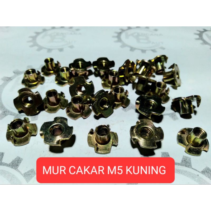 MUR CAKAR M5 / TEE NUT M5 / T NUT M5 / MUR TANAM M5 KUNINGAN