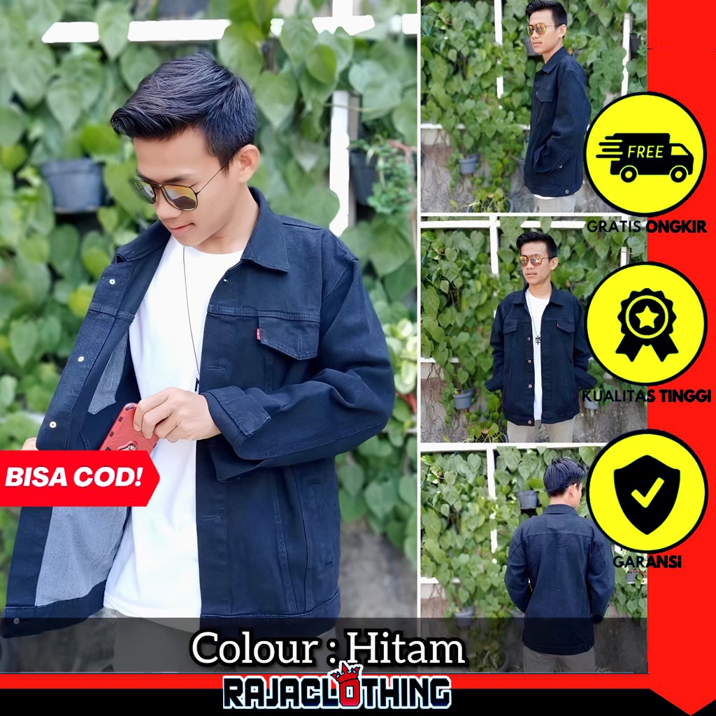 RCL - Jaket Jeans Lev'is Denim Hitam/Garmen/Bioblits/Biowash Pria-Jaket Lev'is Cowok M.L.XL.XXL.XXXL