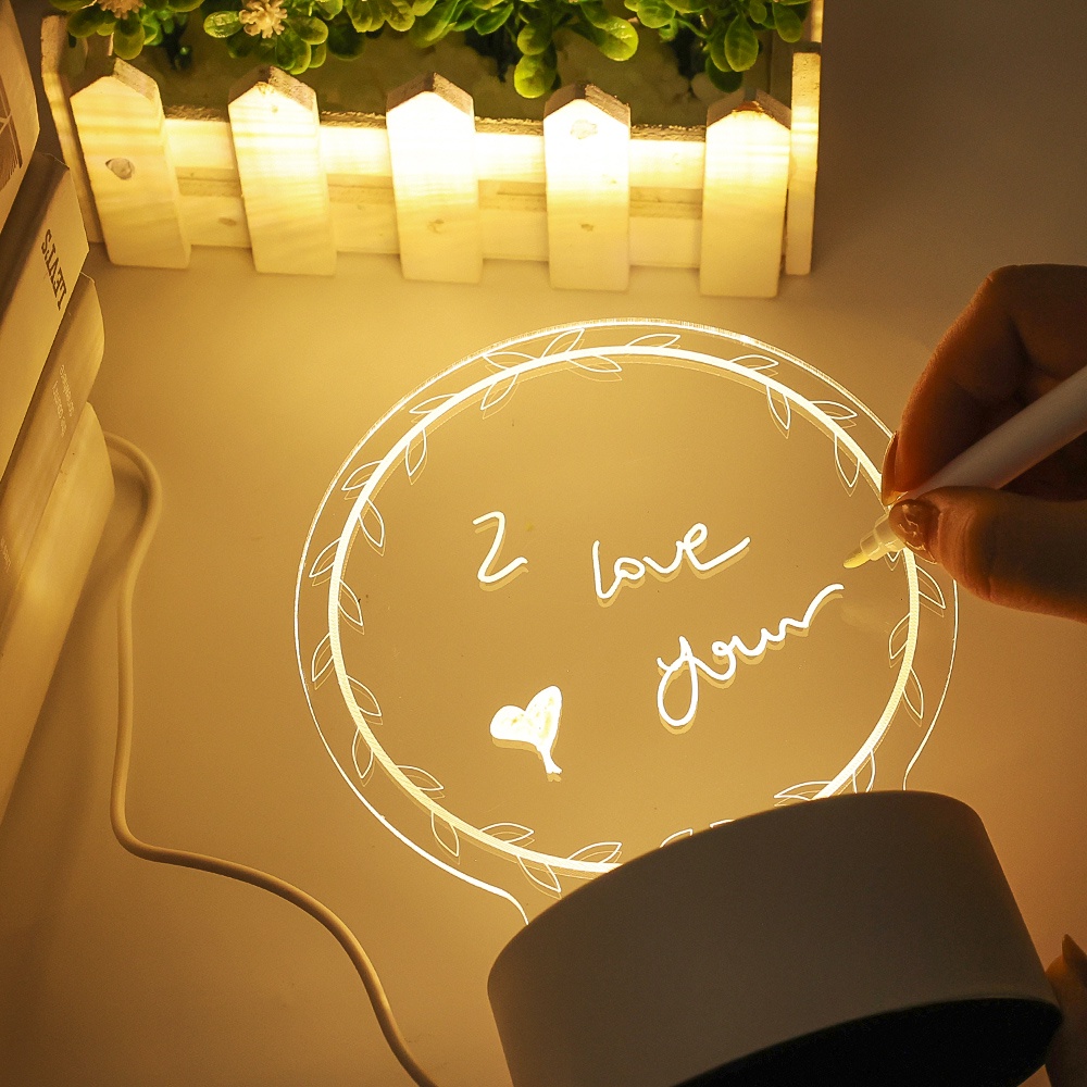 Note Board Night Light/Papan Pesan LED Dapat Ditulis Ulang Dengan Pulpen/Dekorasi Lampu Malam Usb Serbaguna Untuk Anak Pacar