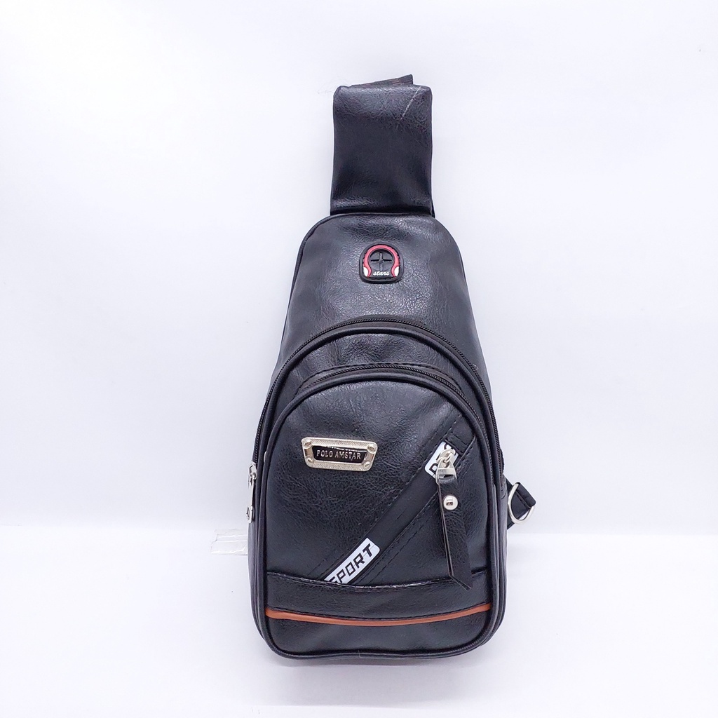 Tas Selempang KULIT POLO AMSTAR MURAH BARU ORIGINAL / Chest Bag Leather Polo ORIGINAL MURAH / Tas Tali Satu Kulit Polo AMSTAR Seliting Motif Tulisan MURAH BARU / Tas Selempang Kulit Polo Compact Motif Seliting Tulisan Murah BESAR/ Tas Tali satu Polo MURAH