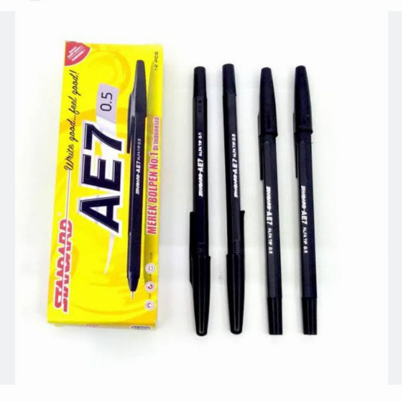 

pulpen standard AE7 0, 5 warna hitam biru dan merah isi 12 pcs/pack