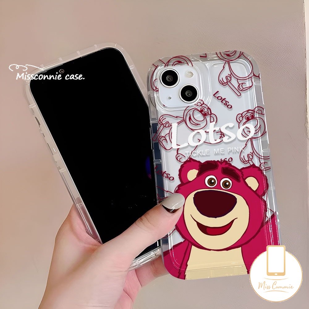 IPHONE Kartun Strawberry Bear Case Kompatibel Untuk Iphone11 13 12 14 Pro Max 7Plus 8Plus X XR 6 6s 8 7 Plus XS Max SE 2020 Transparan Graffiti Indah Manyo Shockproof Airbag Soft Cover