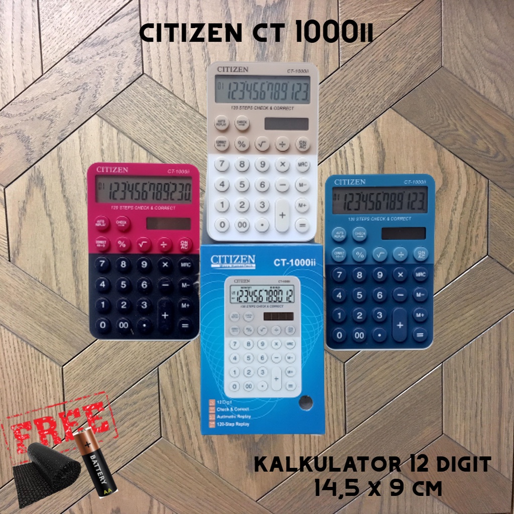 

Kalkulator Sedang Auto Reply 120 Steps Display 12 Digit Ukuran 14,5 x 9cm Double Power CT 1000ii