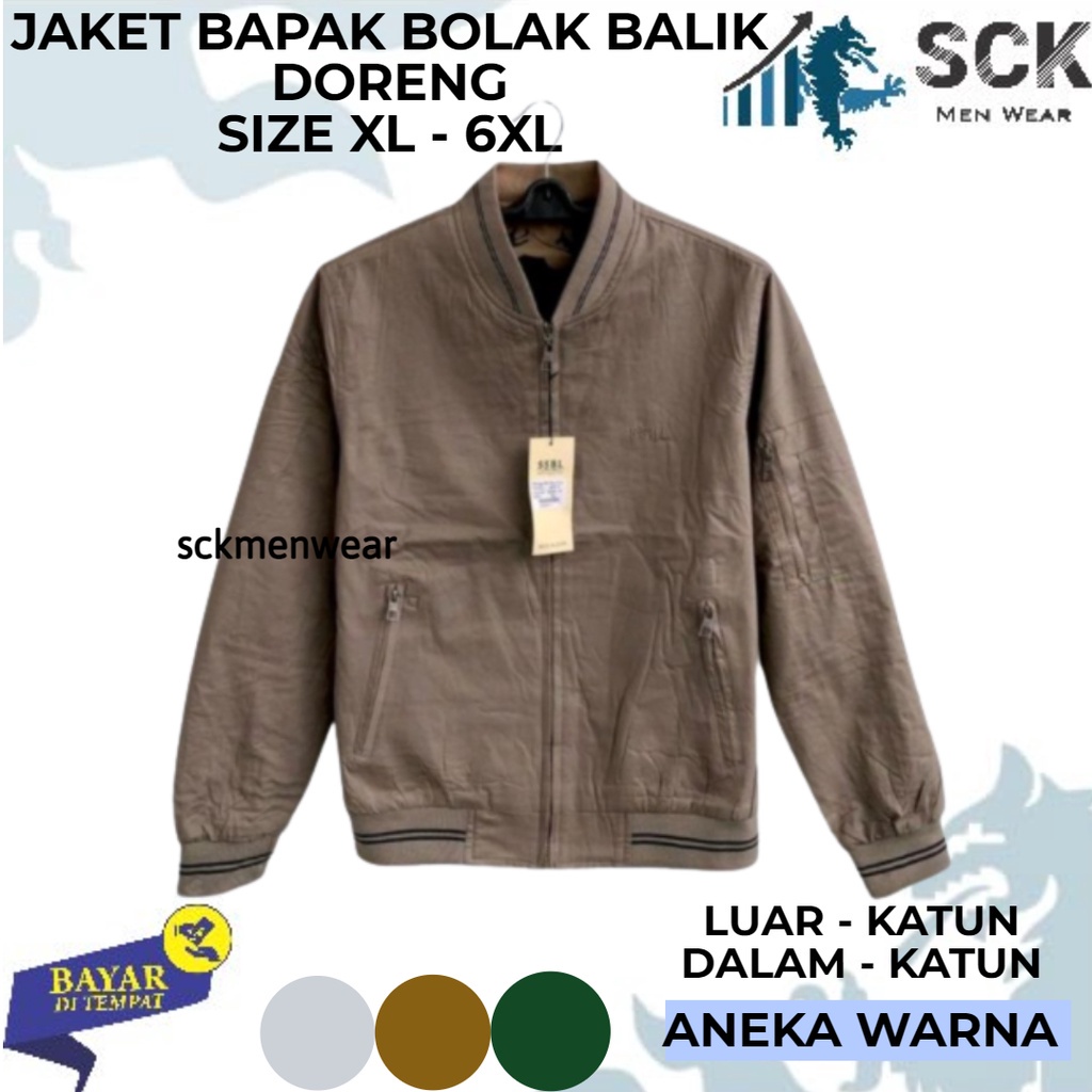 Jaket Pria SSBL DORENG 8707 8701 Katun Bolak Balik Krah Boomber / Pakaian Loreng  Cowok  size 4XL-6XL (JUMBO) - sckmenwear GROSIR