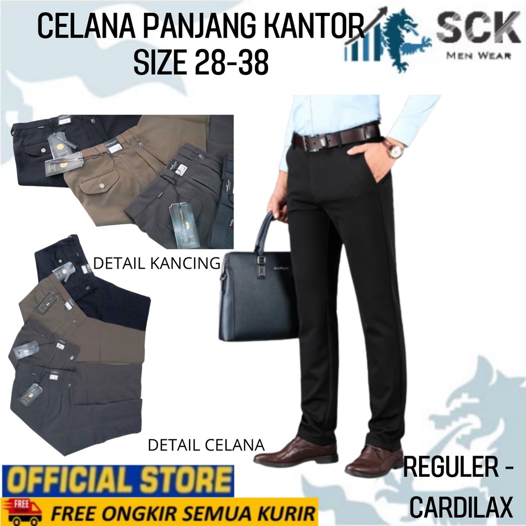 Celana Panjang Kantor Pria Dewasa CARDILAX Warna Bahan Katun / Bawahan Basic Formal / Pakaian Kerja Kantor Berkualitas - sckmenwear GROSIR