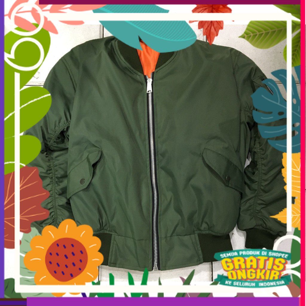 Jaket Bomber Hijau - Jaket Bomber - Bomber Jacket / crop corp