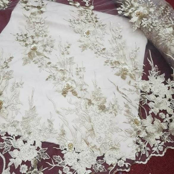 ✾ Kain brokat 3d / tile 3d. kain tulle brukat 3d bunga timbul import. kain tille 3d ™