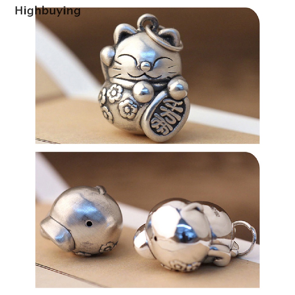 Hbid Vintage Titanium Silver Matte Fortune Cat Ch Kualitas Tinggi Fancy Ornamen Liontin DIY Membuat Perhiasan Kalung Good Luck Kucing Pendant Glory