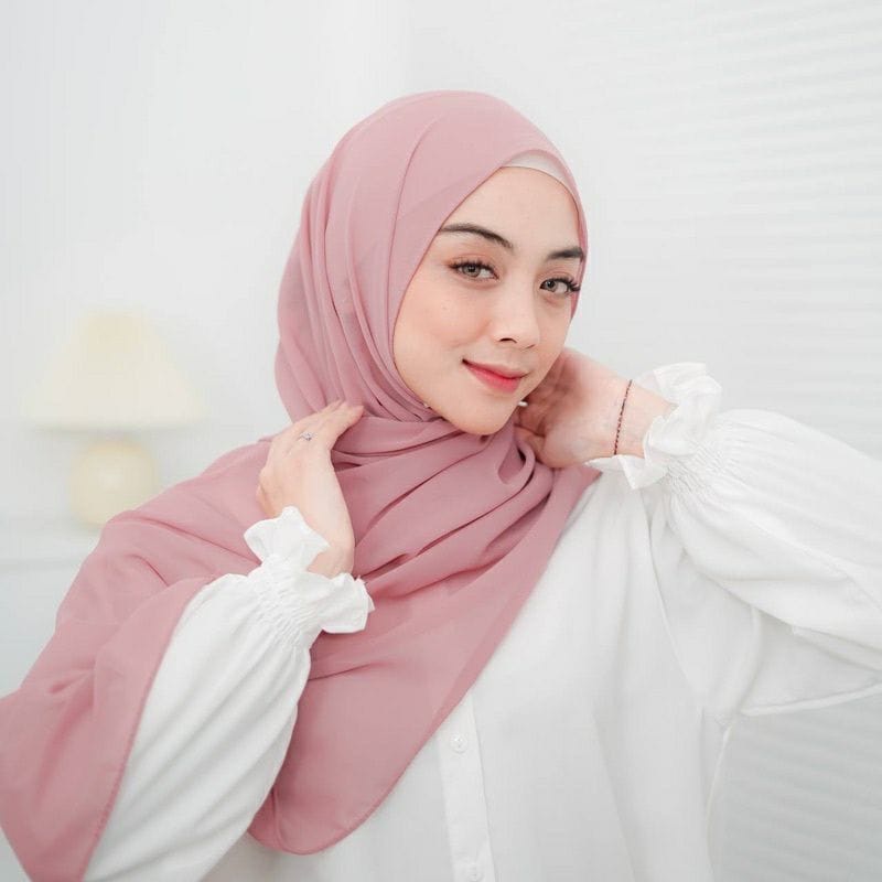 Hijab Pashmina Ceruty Baby Doll Premium 180 x 75 Jahit Tepi Polos Termurah
