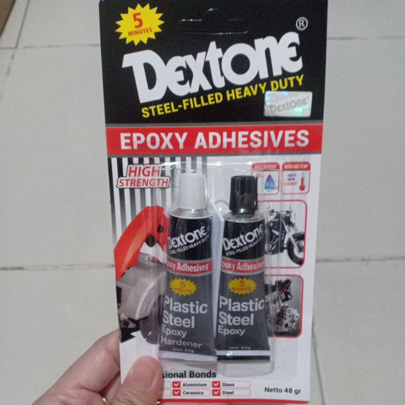 

Dextone 5 menit 48gram / Lem PVC Plastik steel / Lem Besi