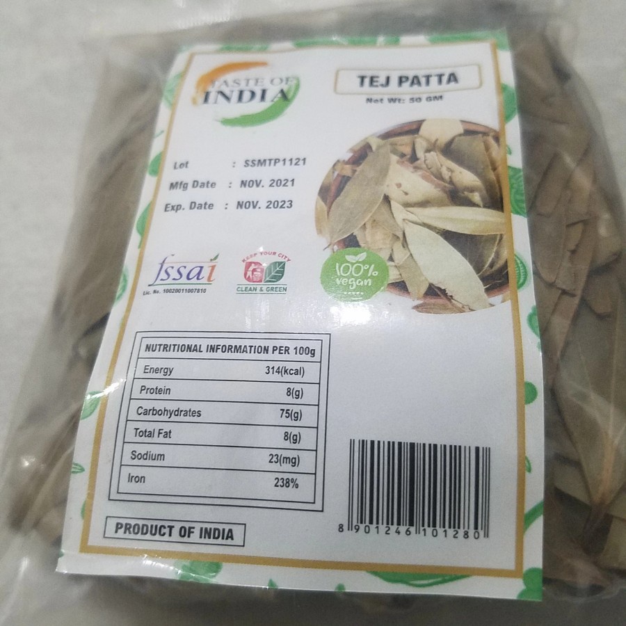 

TEJ PATTA (India Bay Leaf / Biryani leaf) TASTE OF INDIA 50g