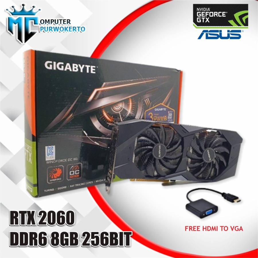 VGA CARD GEFORCE NVIDIA RTX 2060 DDR6 8GB 256 BIT - DP TO VGA