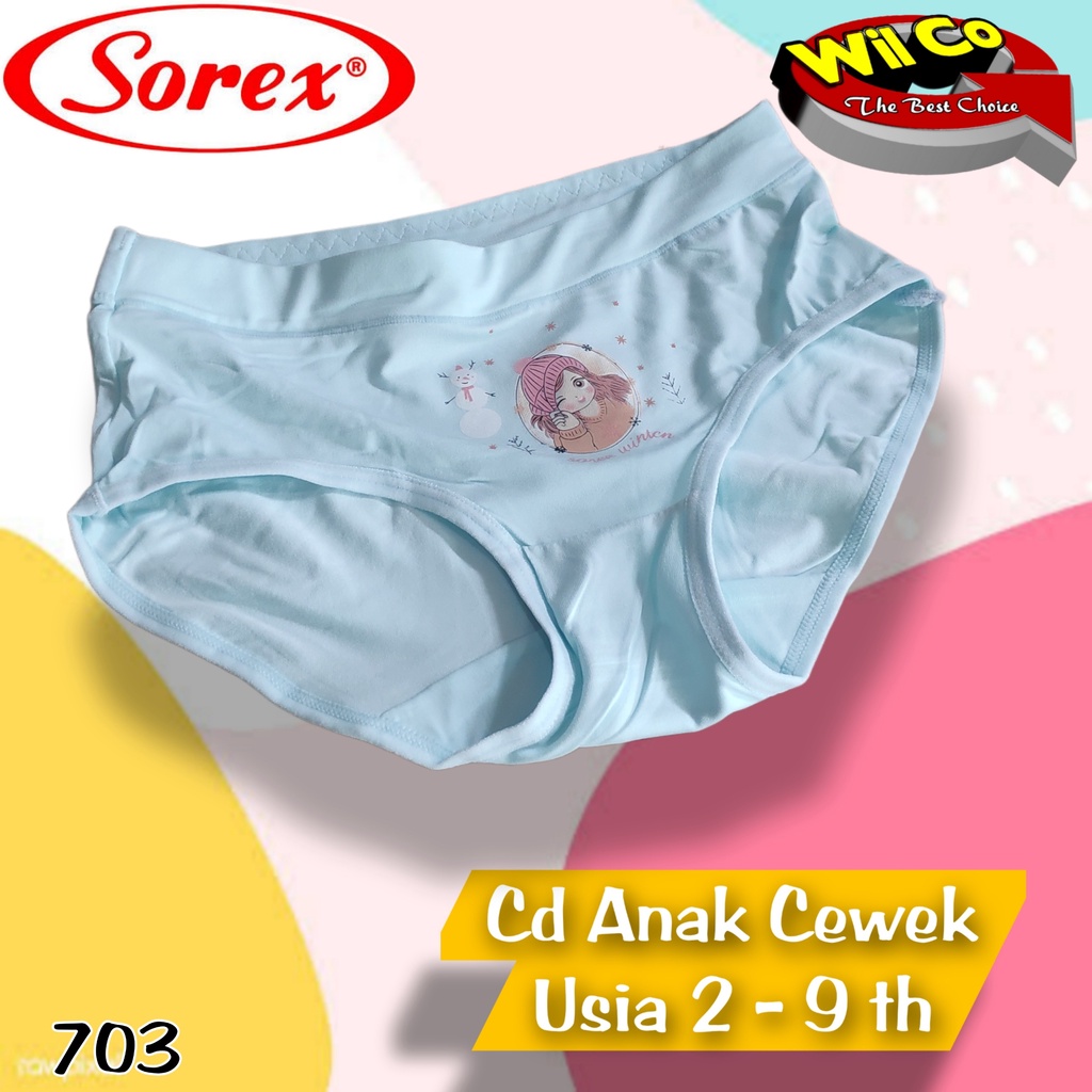 K703T - (HARGA PER 3 PCS) CELANA DALAM ANAK PEREMPUAN SOREX USIA 2 - 9 TH