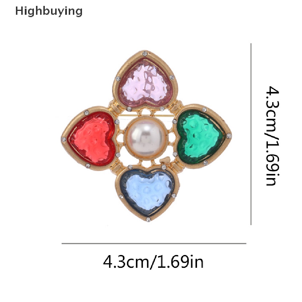 Hbid Baroque Colorful Heart Cross Brooch Pin Vintage Didesain Bros Untuk Wanita Retro Pin Pakaian Syal Klip Perhiasan Hadiah Glory