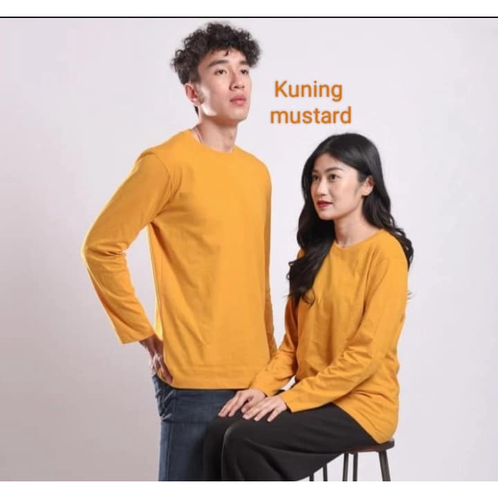 Kaos Polos Panjang Mustard 30s - kaos polos premium mustard lengan panjang - Kaos Polos Lengan Panja