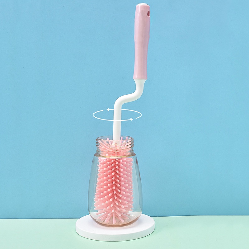3pcs / set Sikat Pembersih Botol 360 Derajat Bahan Silikon° Sikat Pembersih Botol Susu / Dot Bayi Dapat Berputar