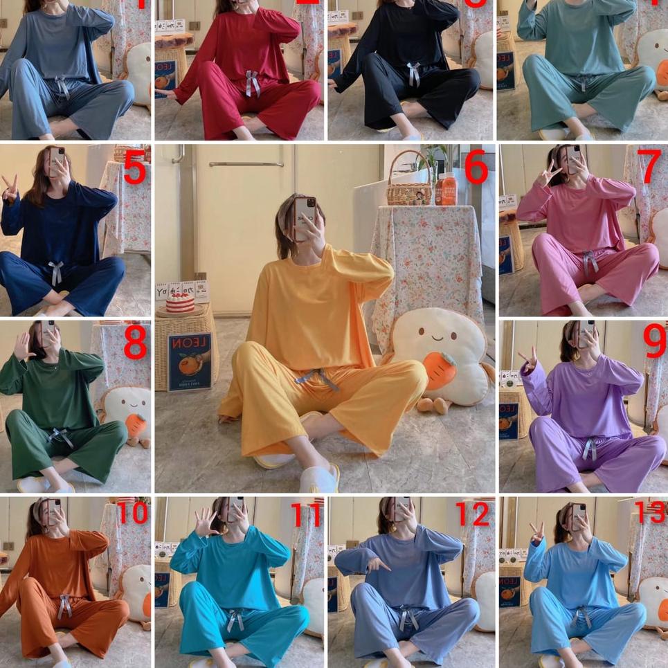 ♘ Baju tidur piyama bahan spandek import pp polos ◄