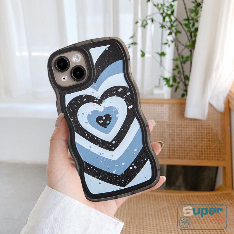 Bling Stars Case Untuk Realme C15 C55 C21Y 10 8i C25Y C12 9i 6i 5c33 C25 C30 C25s C11 8 8Pro C17 C20 C20A 9 9Pro+C3 7i 5i 7love Heart Wavy Edge Pattern Soft Silicon TPU Case