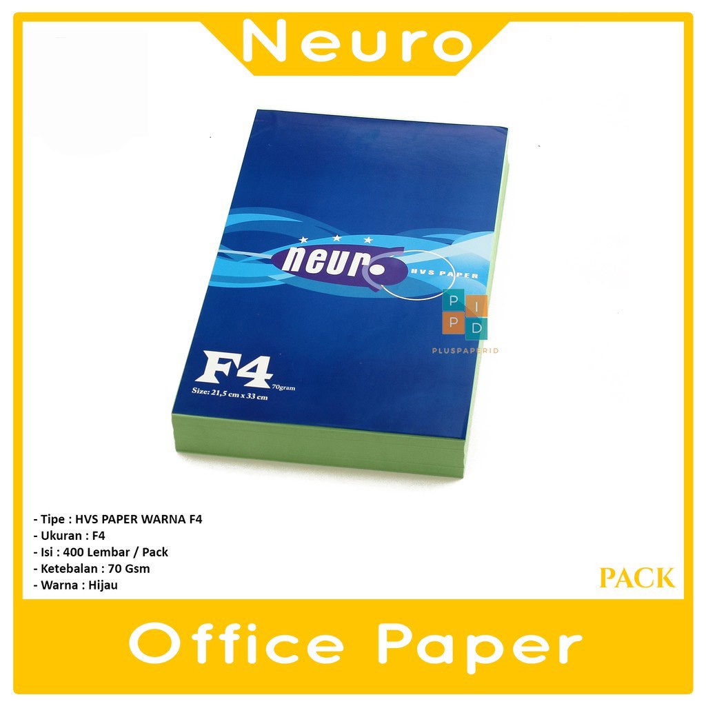 

NEURO - Kertas Hvs Warna Ukuran F4 Hijau - Pack