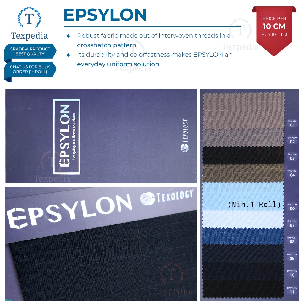 EPSYLON (per 10 cm) by Texology - Kain Bahan Salur Kotak Ribstop/Ripstop - Seragam Pakaian Kerja Pri