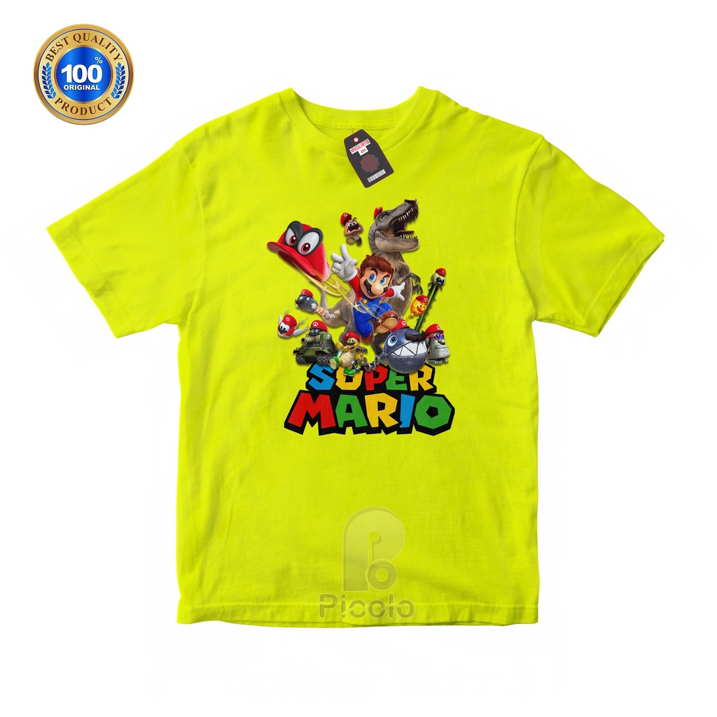 BAJU KAOS ATASAN ANAK MOTIF GAME/KARTUN SUPER MARIO UNISEX Bahan COTTUN (FREE NAMA)