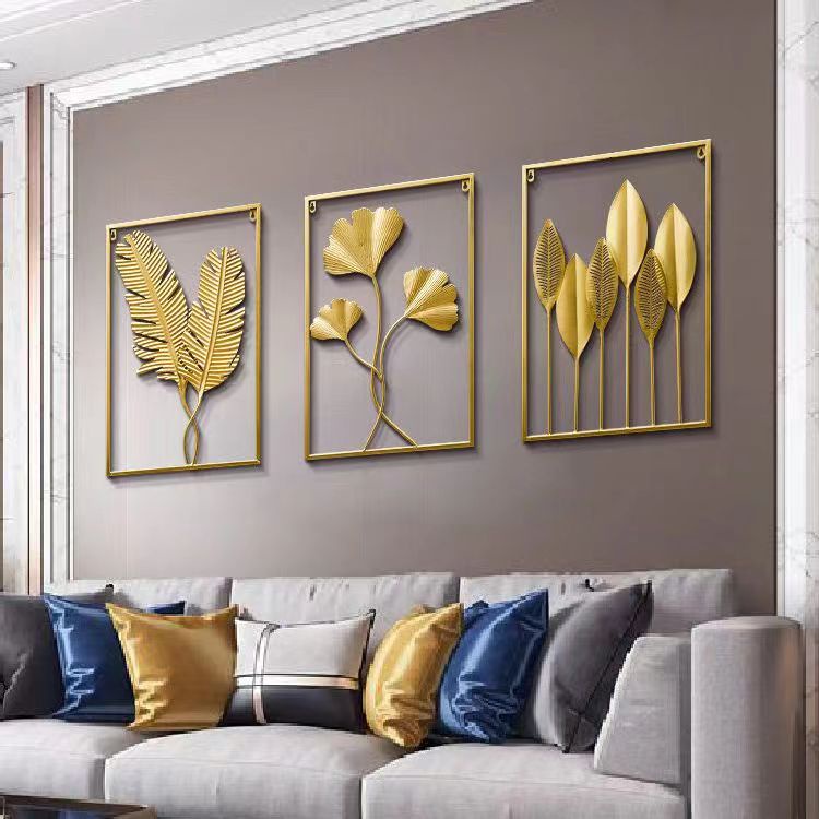 WallDecor Hiasan Dinding Frame Metal Gold Daun Leaf Ginko Scandinavian/ WALL Decor Nordic 60x40