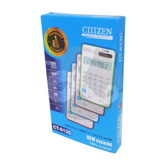 

Calculator CTTTZEN/GTTTZEN CT-613C KALKULATOR ctttzen/gtttzen CT 613 C 12 Digit