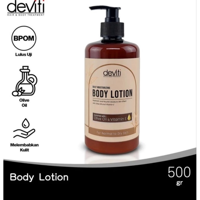 DEVITI Body Lotion Botol Pump 500ml Olive Oil Vitamin E Kulit Kering