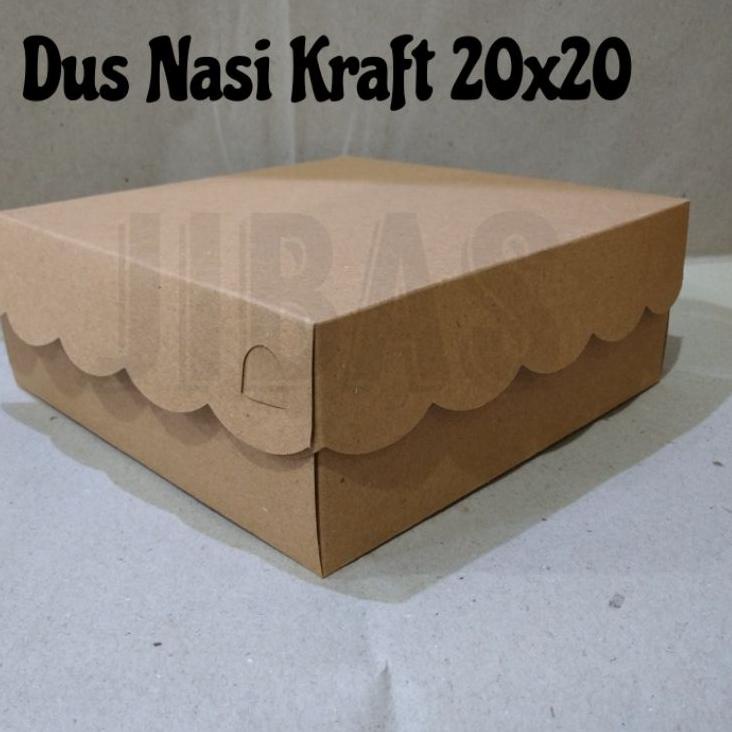 

id9q4Pe Dus Kotak Nasi KRAFT Hajatan / Kardus Nasi Kraft Coklat Uk. 20x20 (10pcs)