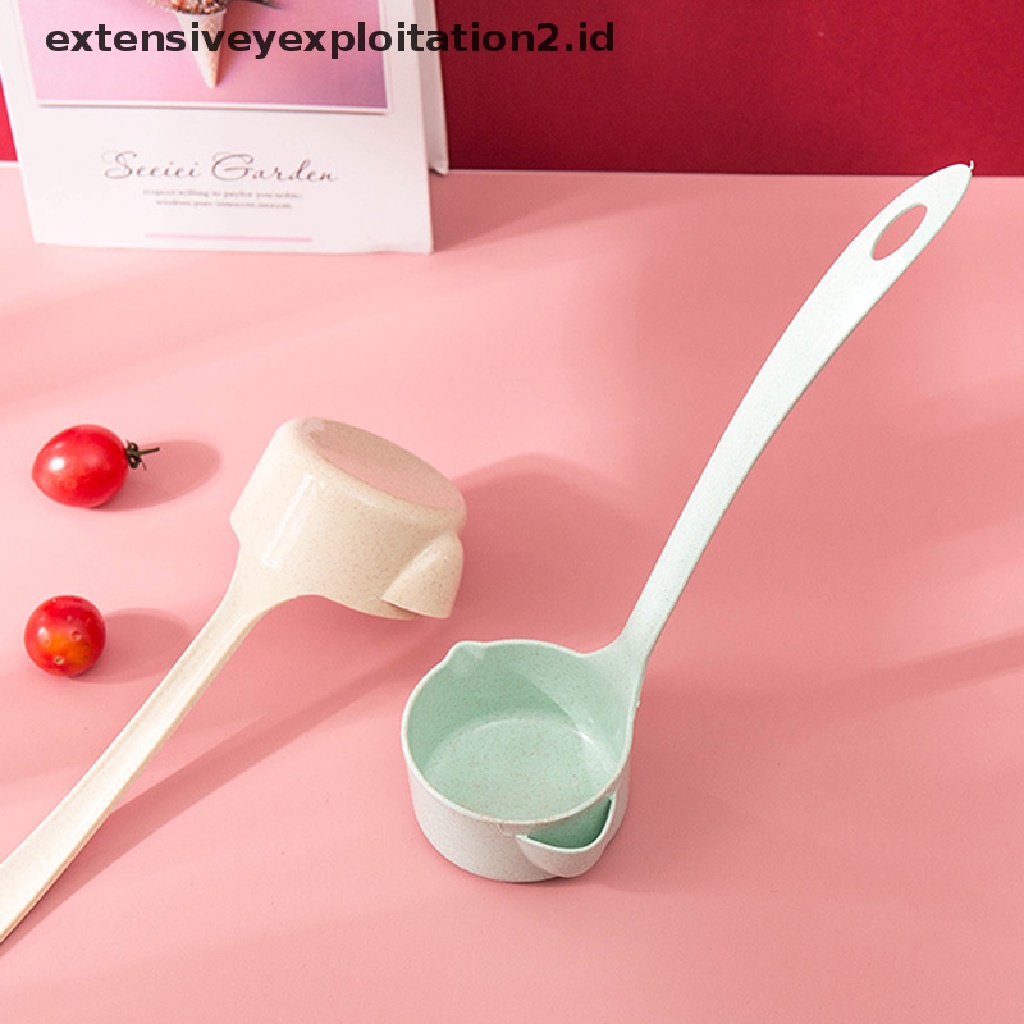 {NEW} 1pc Sendok Sup Gagang Jerami Gandum Sendok Pemisah Minyak Sup Colander Spoon.