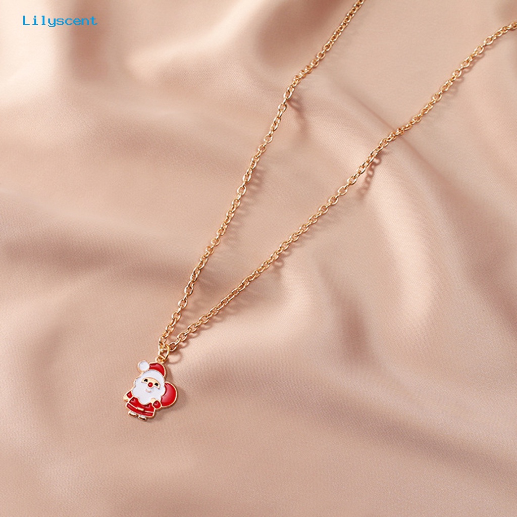 [LS] Kalung Wanita Hias All-match Glittery Halus Kalung Liontin Tema Natal Untuk Pakaian Sehari-Hari