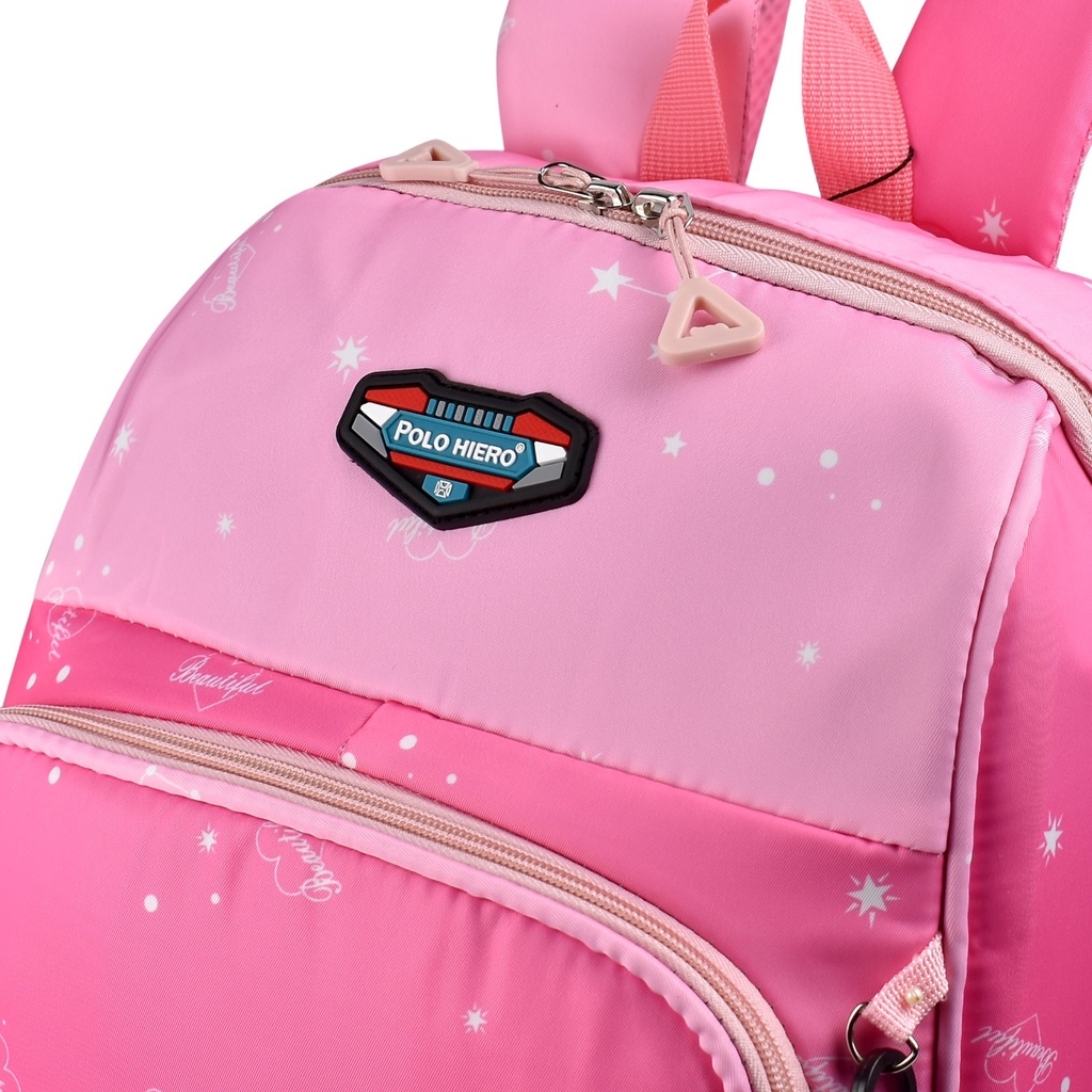 Tas Sekolah Polo Hiero 84023 Tas Fashion Anak Perempuan Ransel Laptop Pelangi