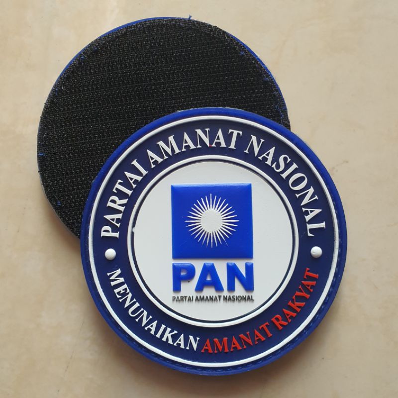 patch rubber pvc 3D timbul logo PAN / partai amanat nasional / pemilihan umum / pemilu / tempelan emblem karet velcro