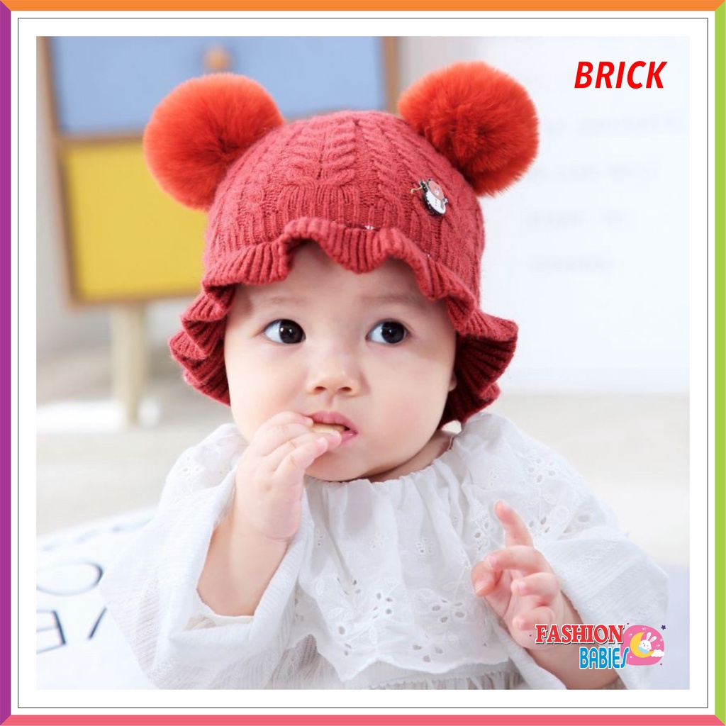 TOPI RAJUT BUCKET POM POM BAYI ❤ Fashionbabies ❤