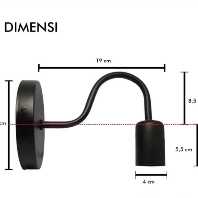 KAP LAMPU GANTUNG SIMPLE RETRO WALL LAMP EDISON ..HITAM