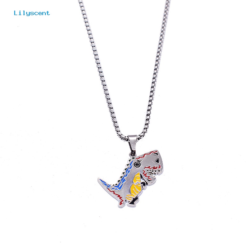 [LS] Sweater Kalung Geometris Hewan Liontin Electroplating Anti-Karat Leher Ornamen Tahan Luntur Punk Lucu Dinosaurus Rantai Kalung Perhiasan Aksesori