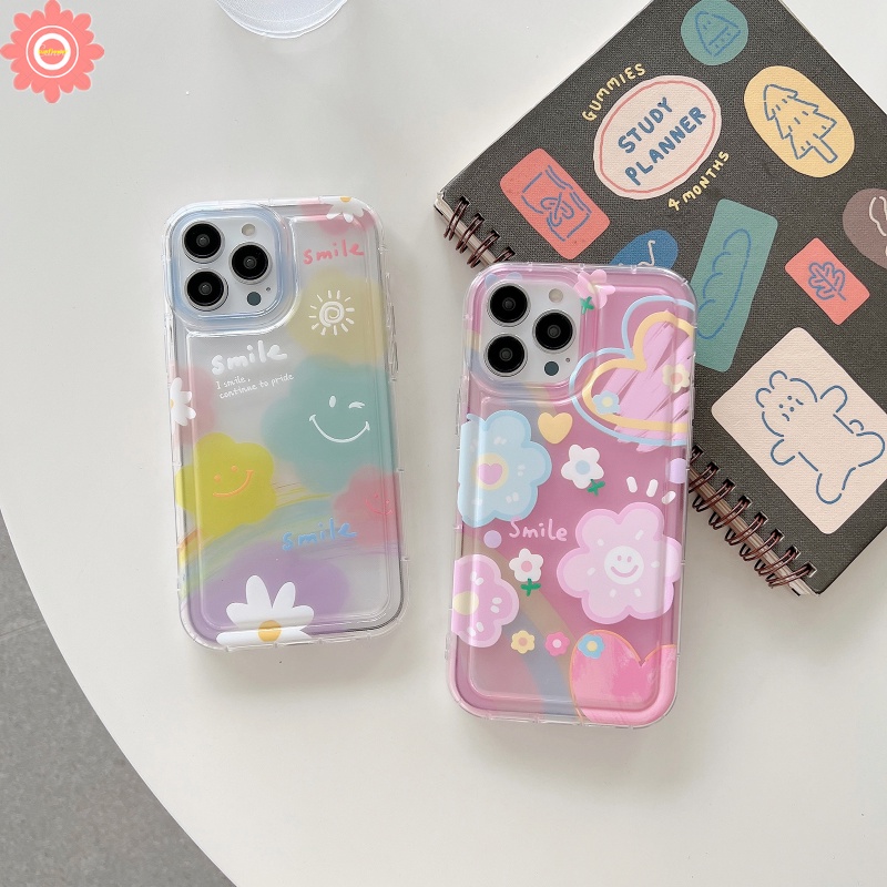 Ins Korea Lucu Smile Sunflower Case Untuk Realme C25s C55 C30 7i C17 C30S C35 C12 C11 2021 6i 5i 5s C25Y C15 C33 C25 C21Y C11 2020 5 C20 C3 C20A Airbag Soft Cover