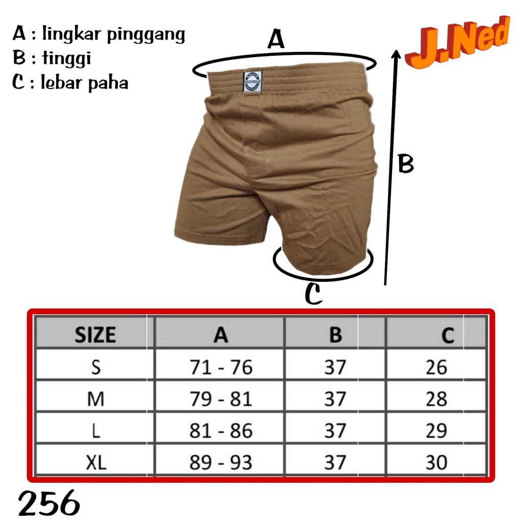 J256 - CELANA PENDEK BOXER PRIA CROCODILE ART 538-007 SIZE S - XL HARGA 1 PCS