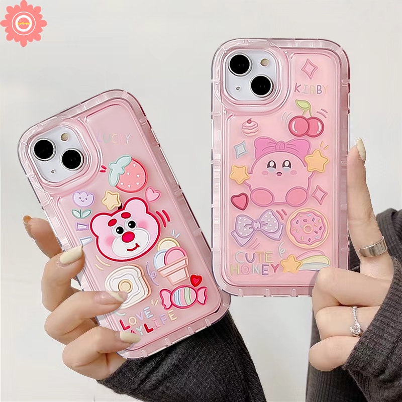 Casing Realme C55 C30 7i C17 C30SC15 C12 C21Y C25 C11 2020 C25s C35 Realme C33 C25Y 6i 5i 5s C3 C11 2021 5c20 Strawberry Bear Manyo Kartun Kirby Cherry Candy Airbag Soft Cover