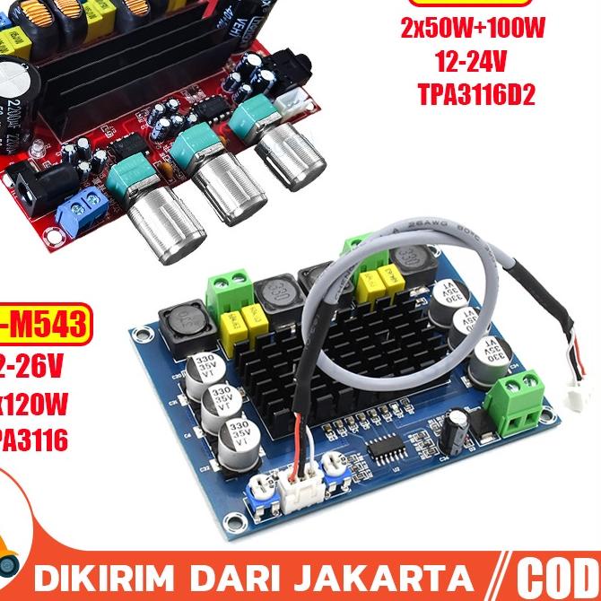 ♣ M139 M543 Kit Power Amplifier Class D DIGITAL AUDIO TPA3116D2 12-24V 2x50W+100W W Stereo Subwoofer